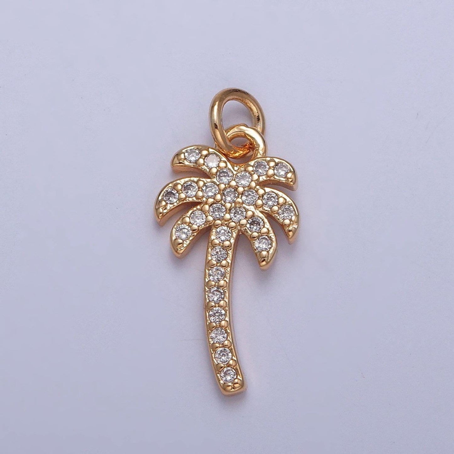 16k gold dainty palm tree pendant cz micro pave charm for necklace earring bracelet supply | x-261