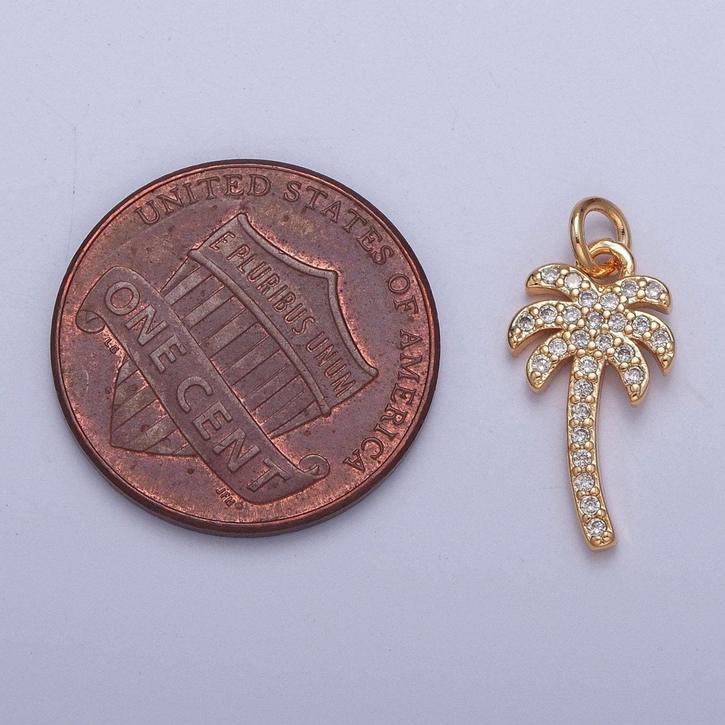 16k gold dainty palm tree pendant cz micro pave charm for necklace earring bracelet supply | x-261