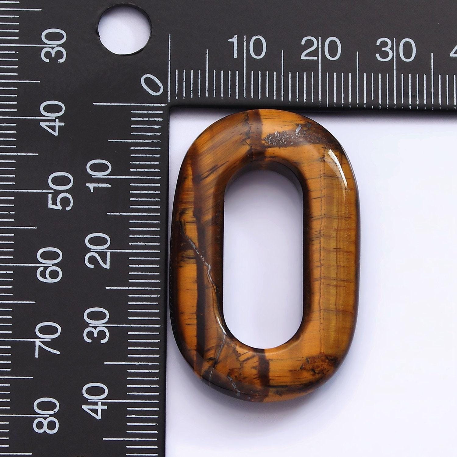 Tiger eye natural oval open stone beads brown gemstone oblong oval findings 40mm x 25mm jewelry supply z548