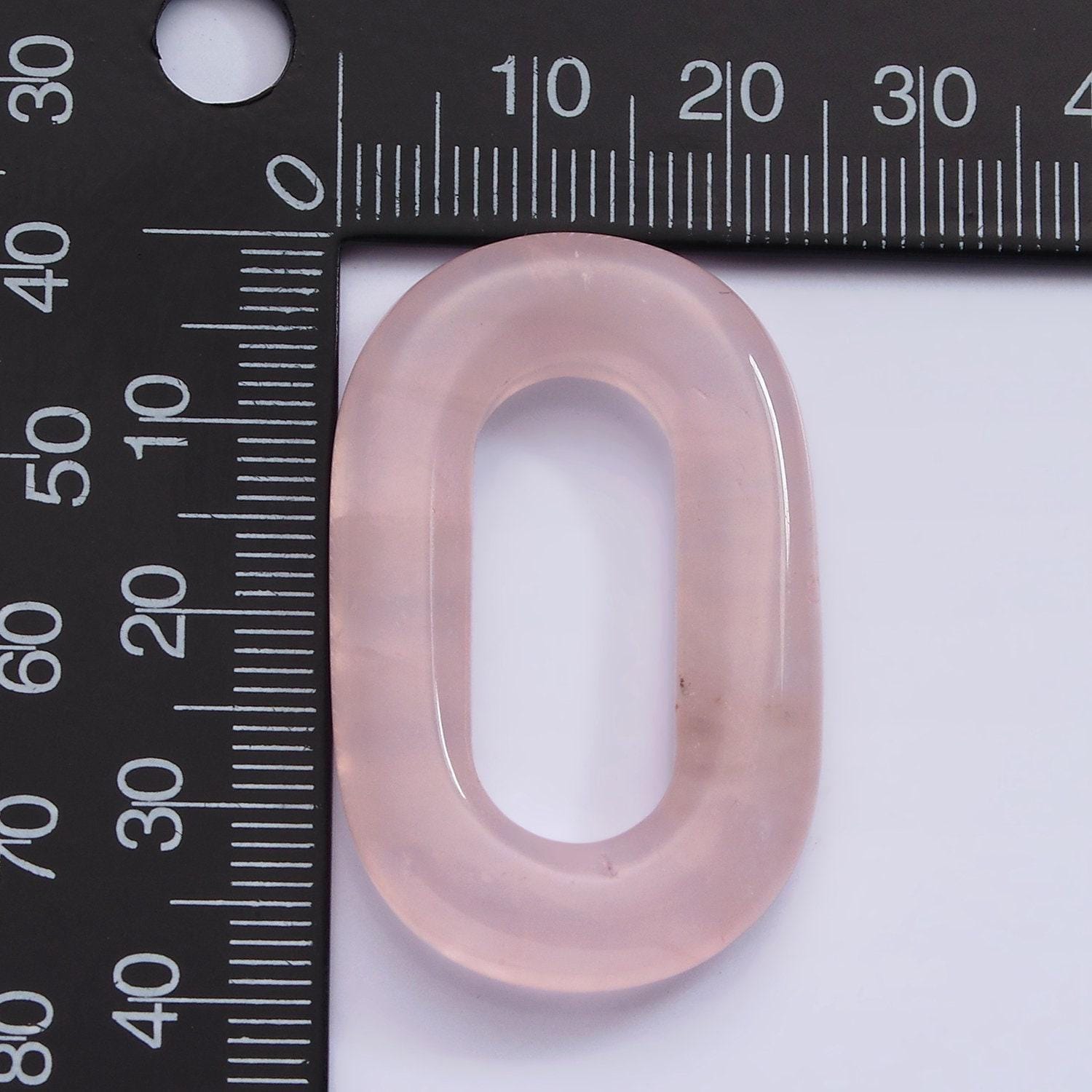 Oblong oval gemstone paper clip link interlocking rose quartz oval shaped connector jewelry finding capsule pill shape z544