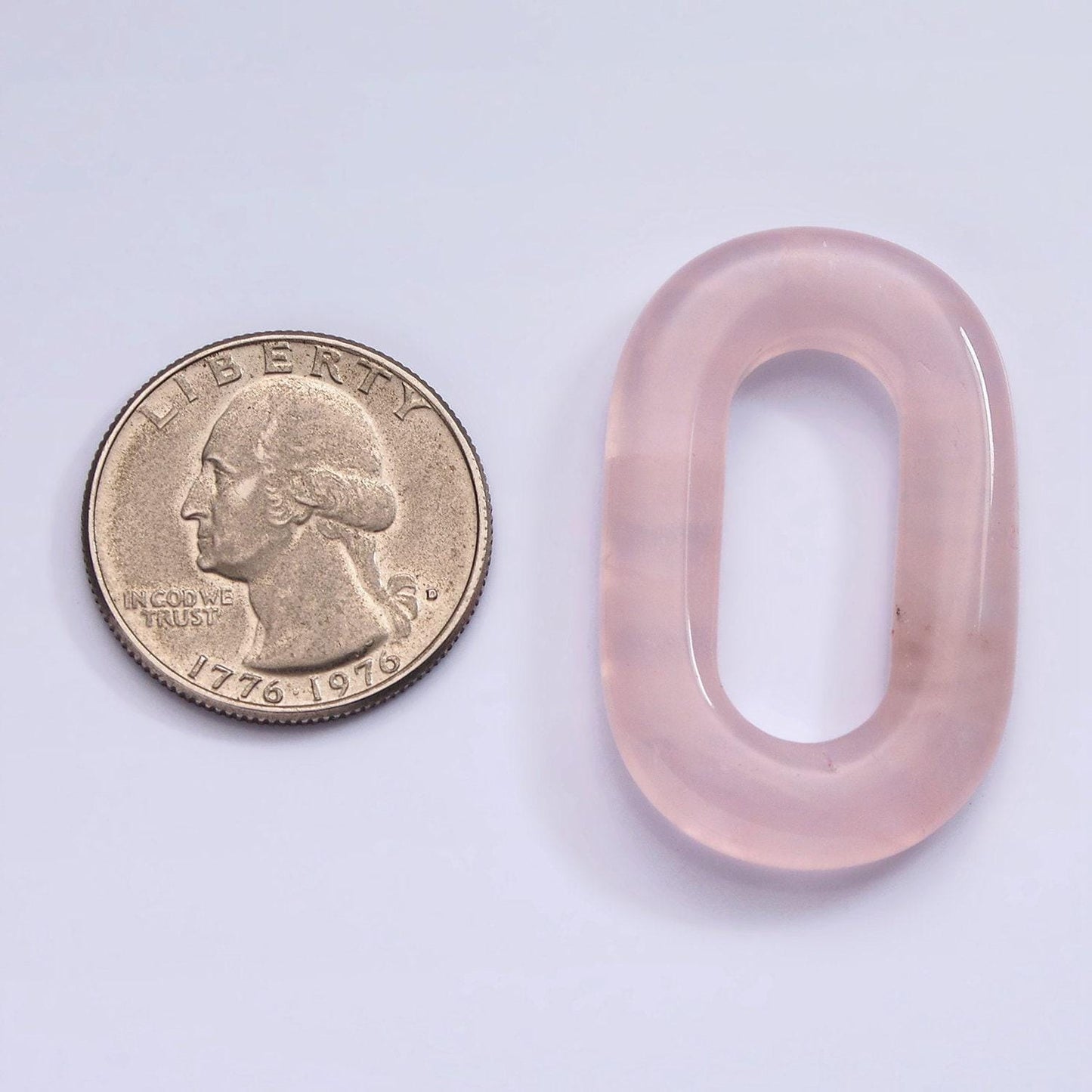 Oblong oval gemstone paper clip link interlocking rose quartz oval shaped connector jewelry finding capsule pill shape z544
