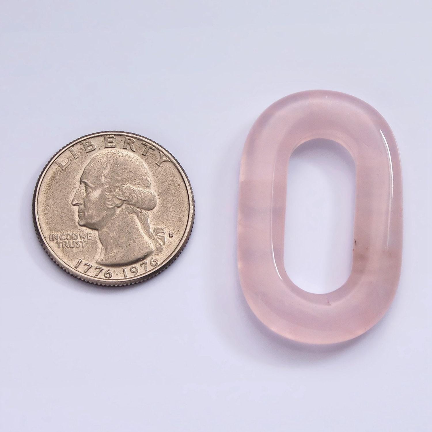 Oblong oval gemstone paper clip link interlocking rose quartz oval shaped connector jewelry finding capsule pill shape z544