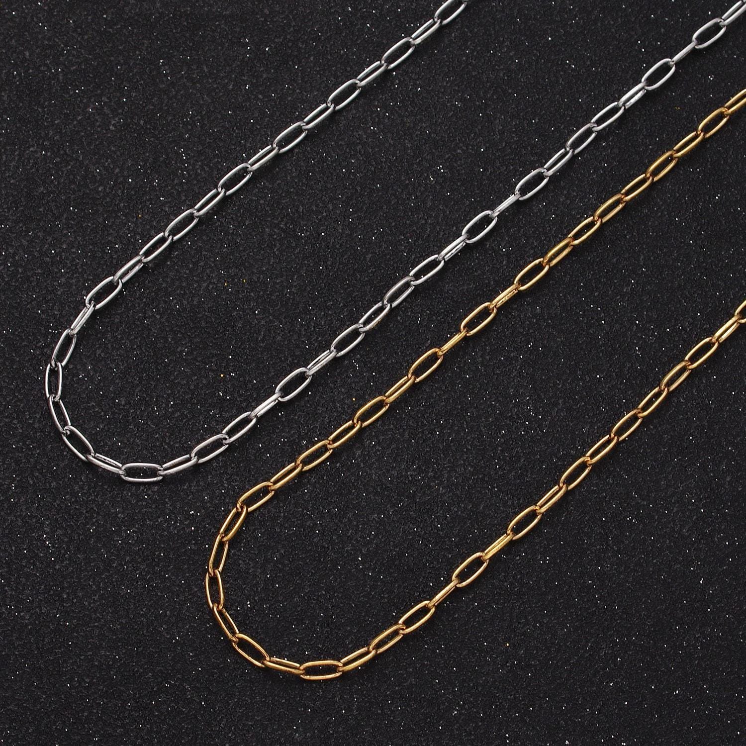 Dainty 2.6mm cable gold & silver bulk chain, 24k gold filled wholesale unfinished jewelry making chain by yard | roll-982, roll-983