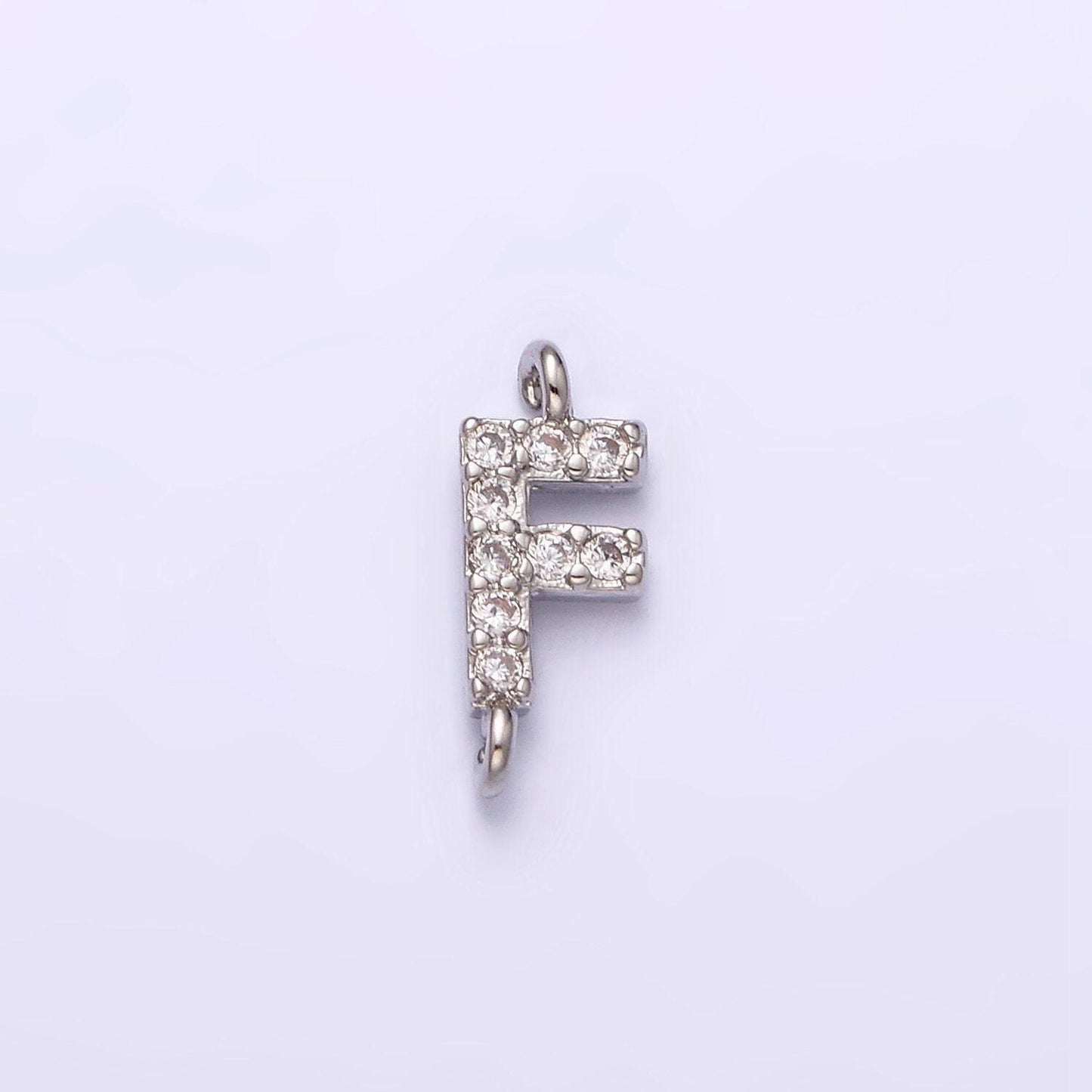 Mini cz sideway initial charm connector silver letter dainty name necklace link connector for personalized jewelry supply bracelet necklace