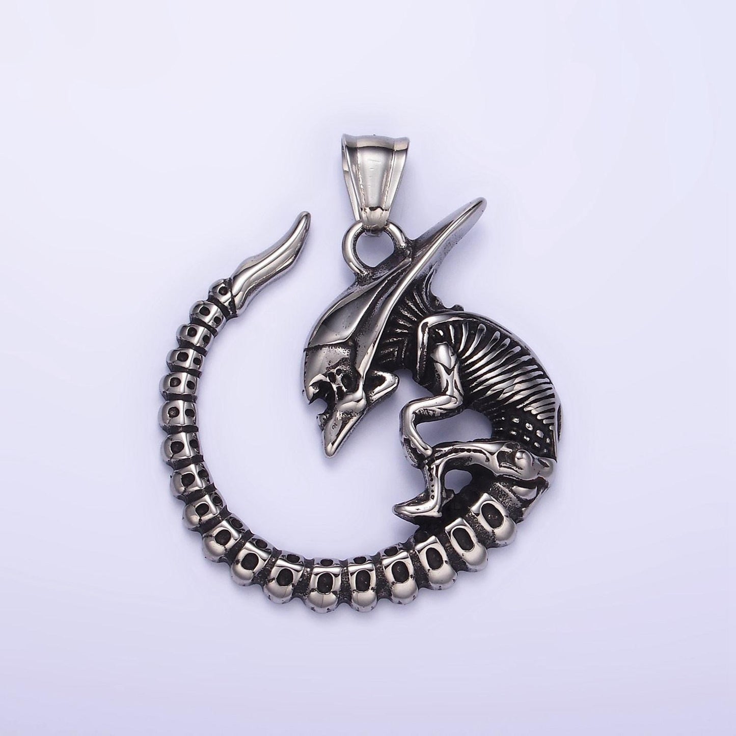 Stainless steel curved alien pendant baby monster charm for statement men jewelry making supply | p1443