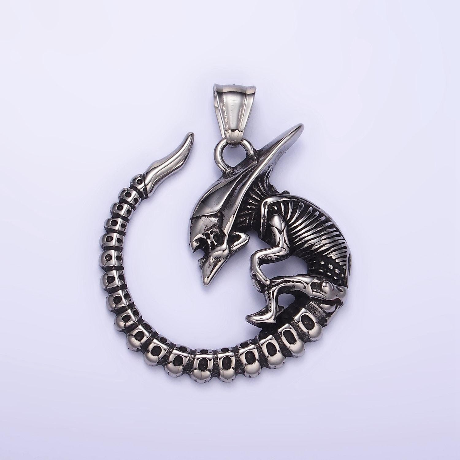Stainless steel curved alien pendant baby monster charm for statement men jewelry making supply | p1443