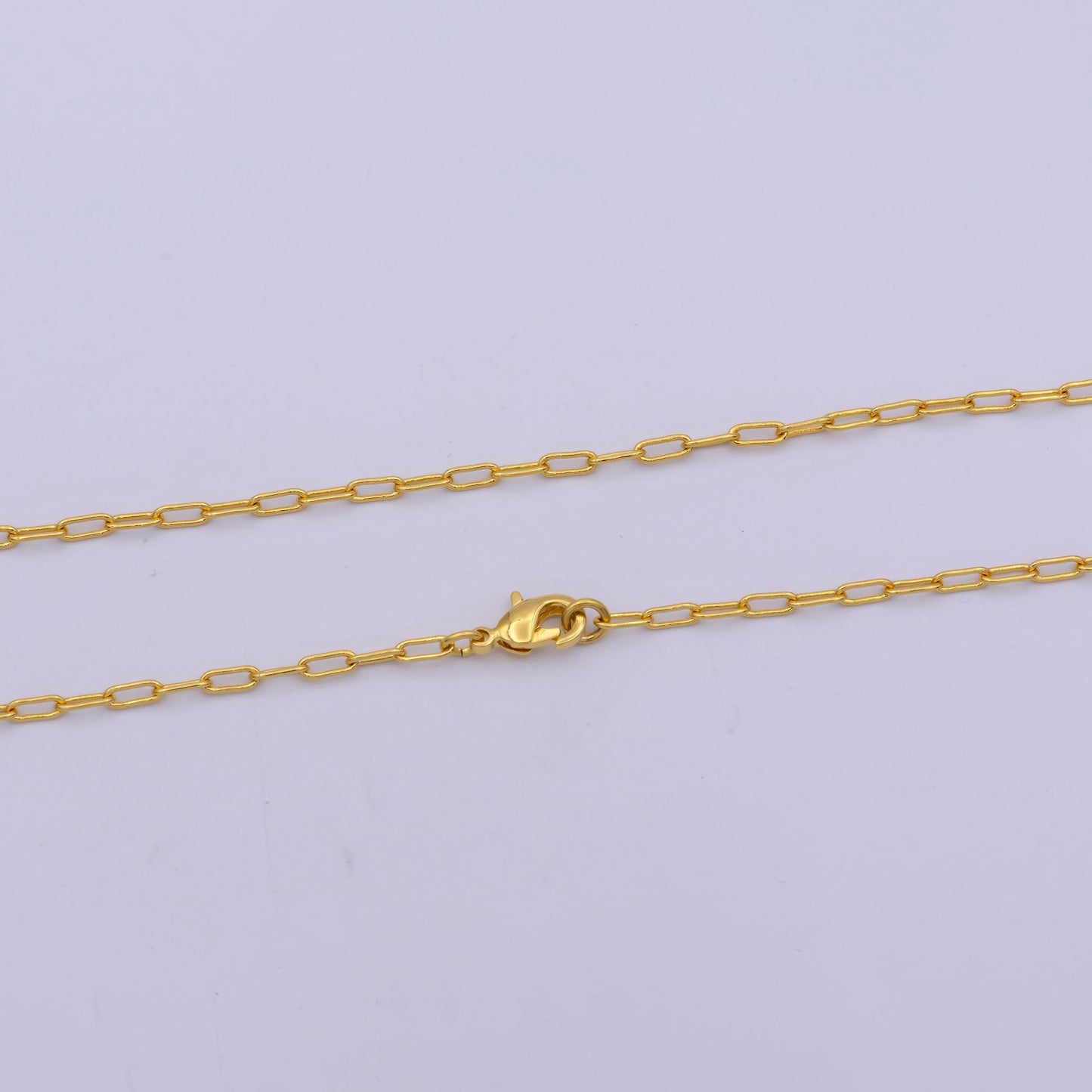 1pc 15.9'' ready to use gold thin rolo necklace chain, small paperclip chain dainty necklace, for pendant charm necklace, wa-423