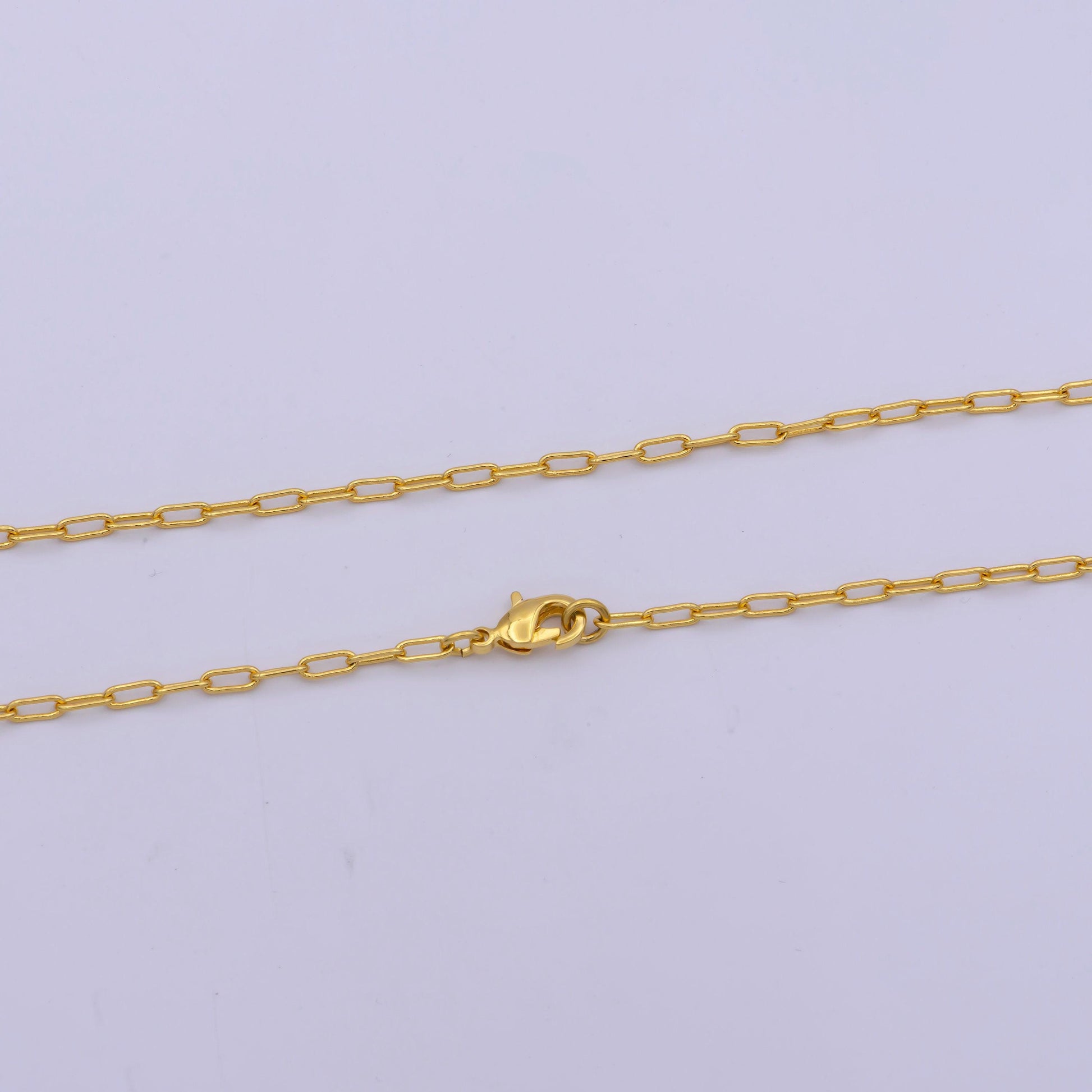 1pc 15.9'' ready to use gold thin rolo necklace chain, small paperclip chain dainty necklace, for pendant charm necklace, wa-423