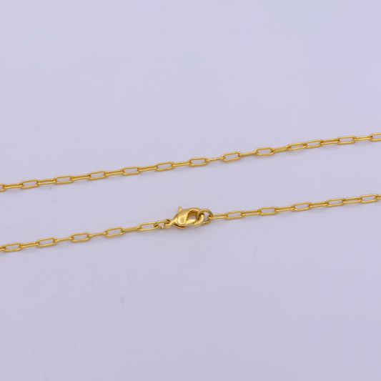 1pc 15.9'' ready to use gold thin rolo necklace chain, small paperclip chain dainty necklace, for pendant charm necklace, wa-423