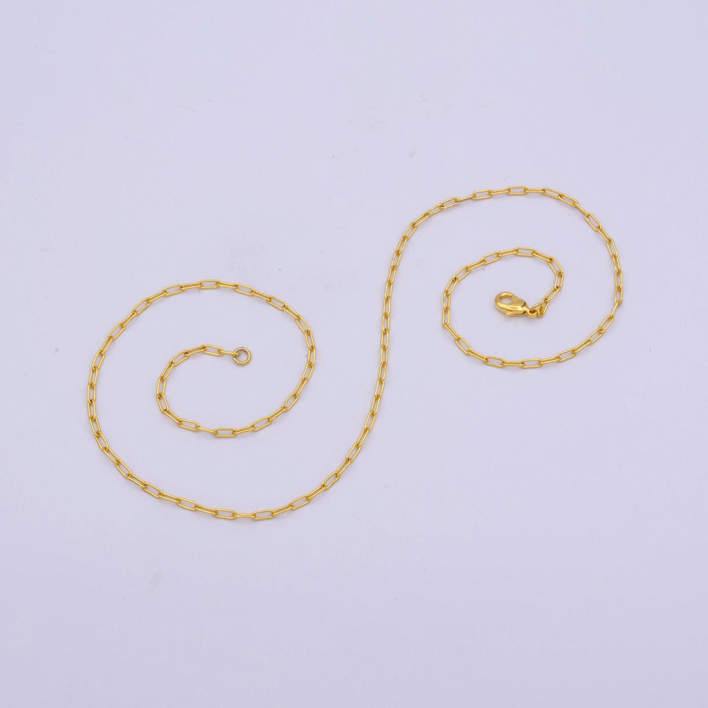 1pc 15.9'' ready to use gold thin rolo necklace chain, small paperclip chain dainty necklace, for pendant charm necklace, wa-423