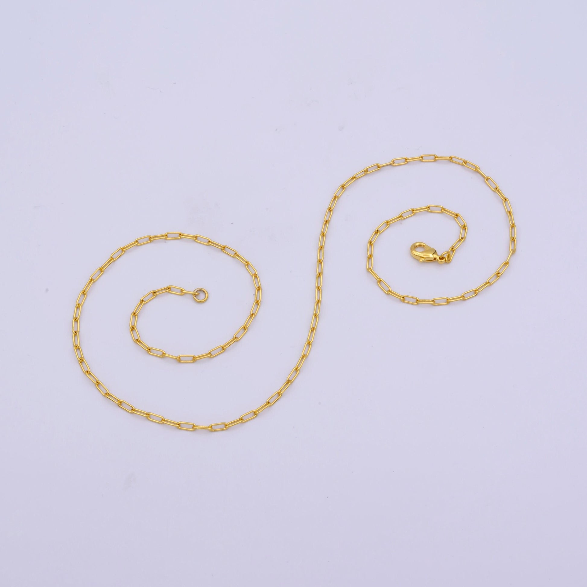 1pc 15.9'' ready to use gold thin rolo necklace chain, small paperclip chain dainty necklace, for pendant charm necklace, wa-423