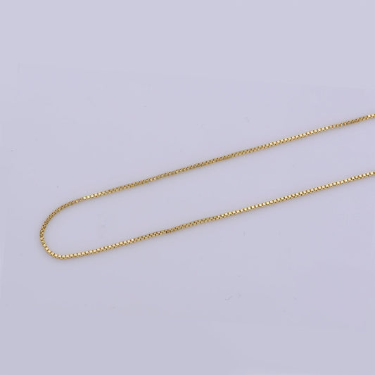 1pc 16.7'' +1" extender ready to wear gold square box chain necklace, layering dainty box chain for jewelry making with pendant charm,wa-281