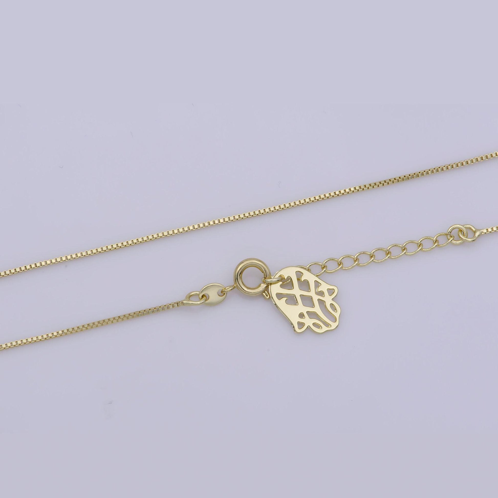 1pc 16.7'' +1" extender ready to wear gold square box chain necklace, layering dainty box chain for jewelry making with pendant charm,wa-281