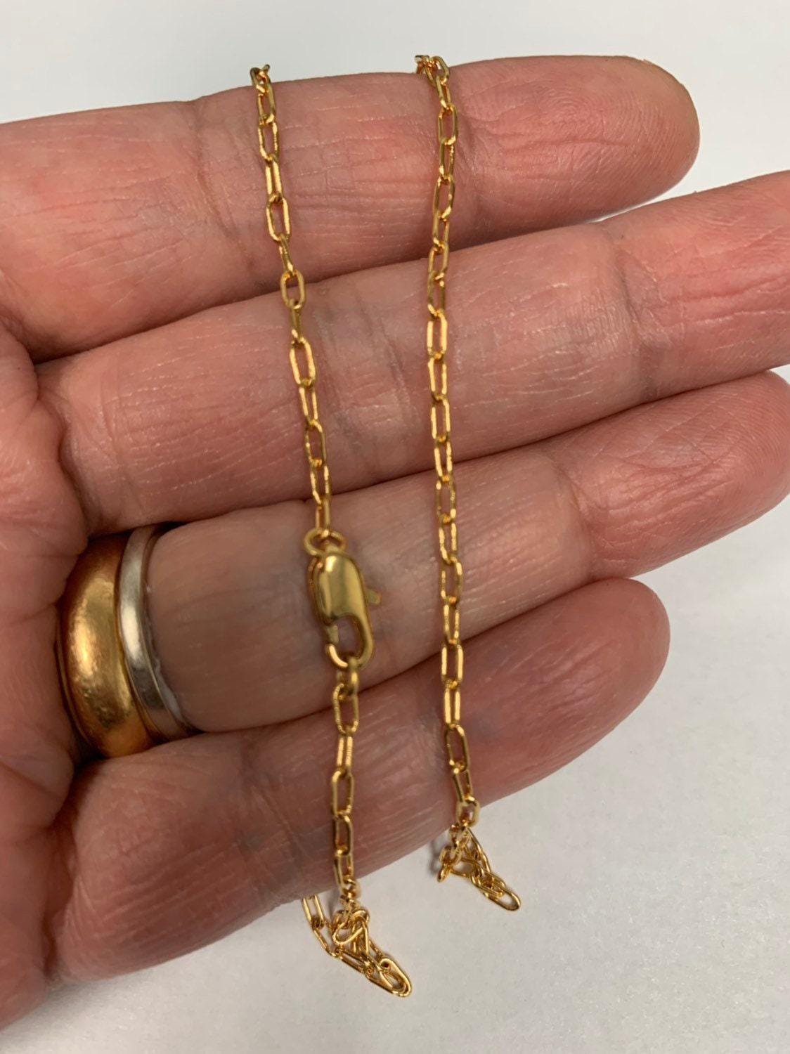 1pc 18'' ready to use 24k gold thin rolo necklace chain, layering rolo stadium chain dainty necklace, for pendant charm necklace, 845