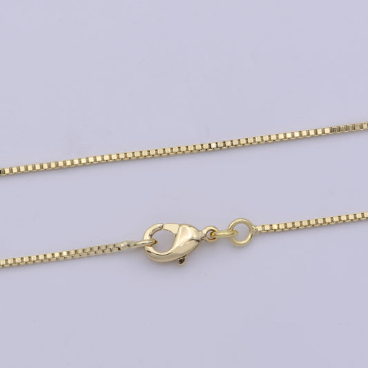 1pc 18'' ready to wear gold square box chain necklace, layering dainty box chain for jewelry making with pendant charm, wa-421