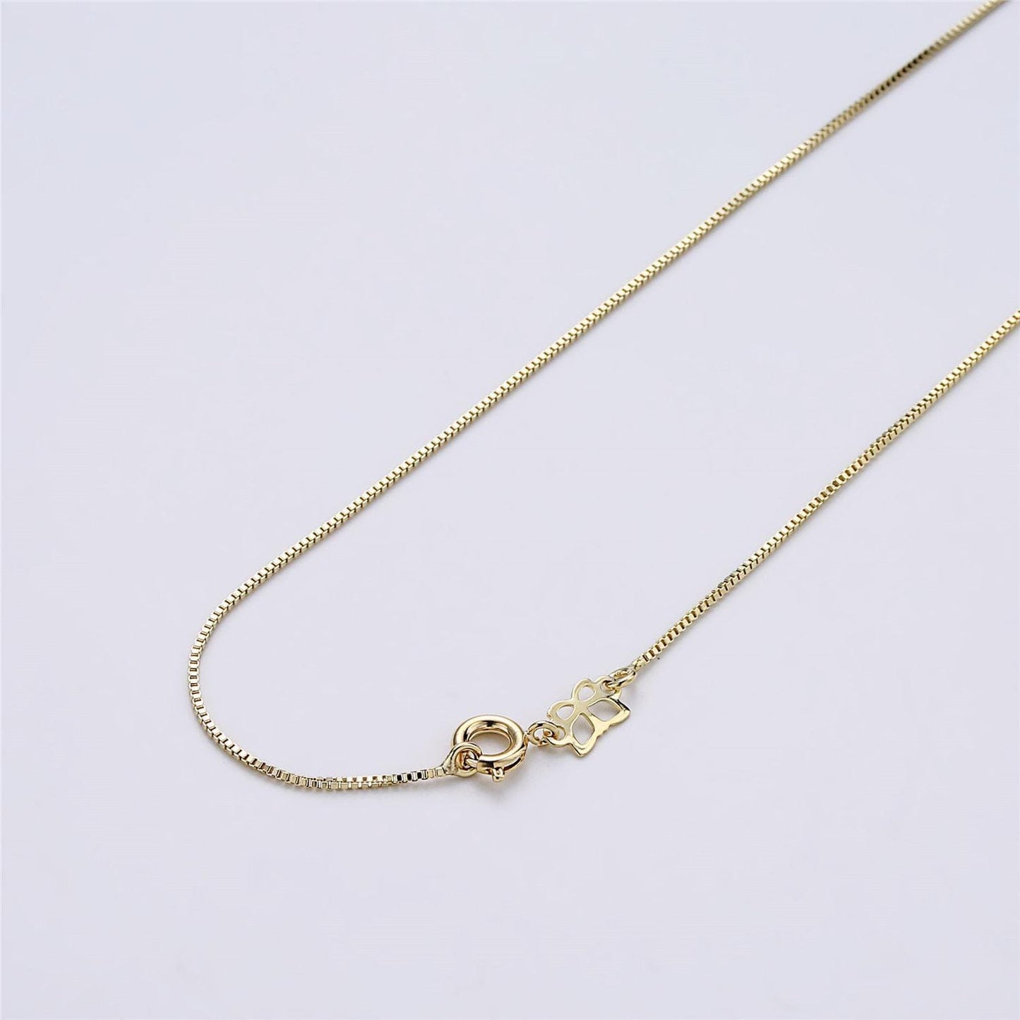 1pc 18'' ready to wear gold square box chain necklace, layering dainty box chain for jewelry making with pendant charm, wa-411