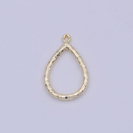 Mini gold tear drop charm, rustic teardrop pendant for necklace earring bracelet component n-923