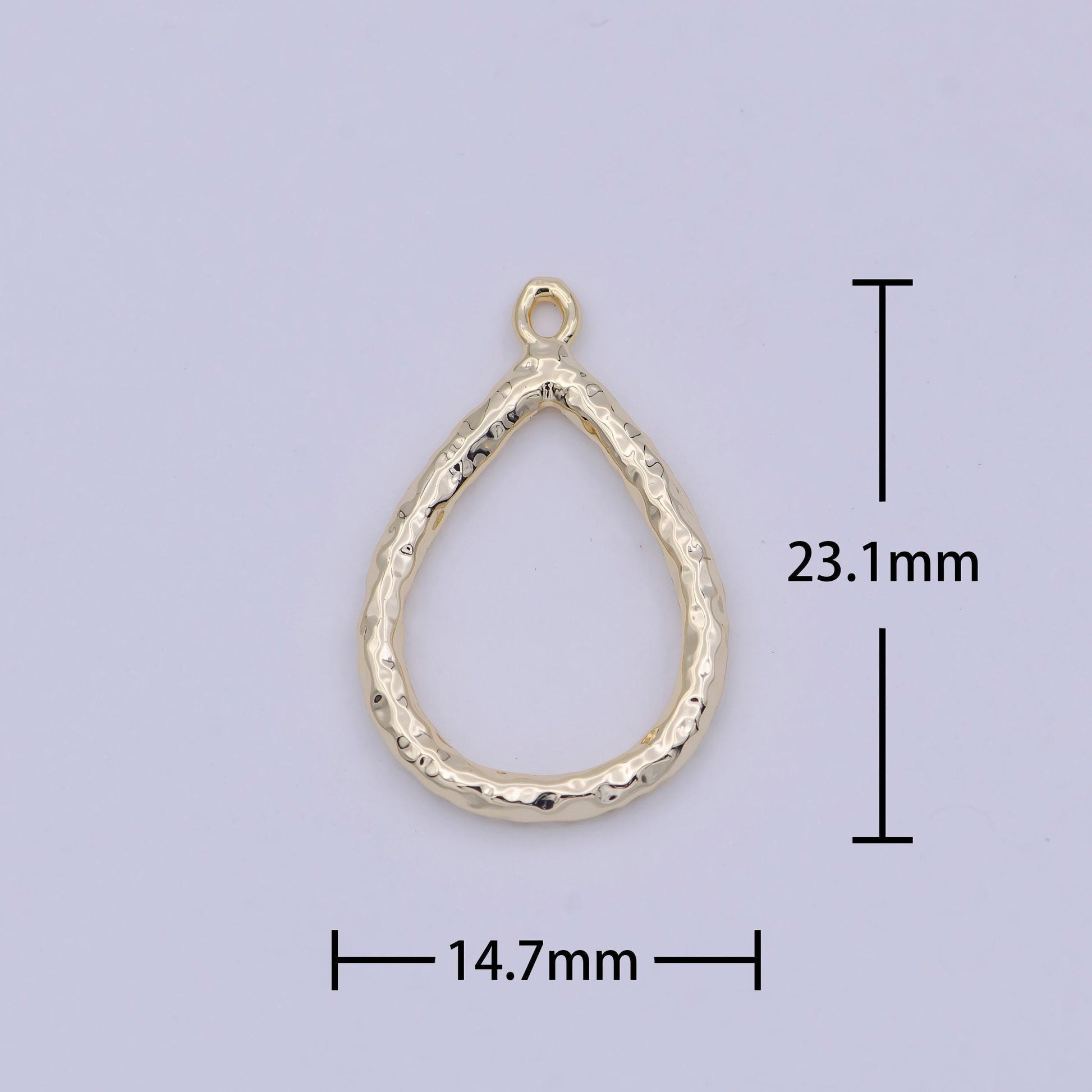 Mini gold tear drop charm, rustic teardrop pendant for necklace earring bracelet component n-923
