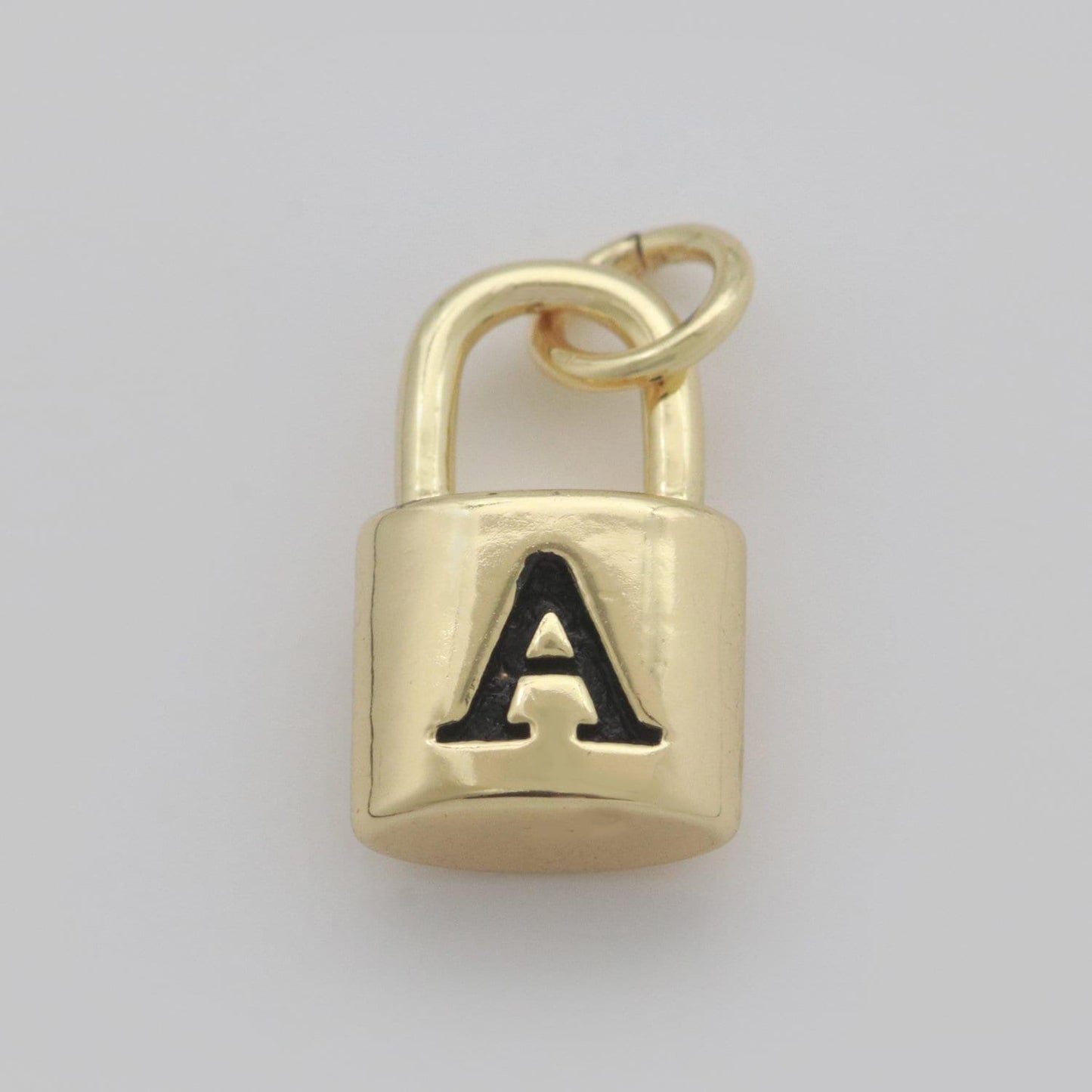 Dainty gold filled padlock letter charms letter initial lock pendant personalized charm for bracelet necklace earring supply, a-822-a