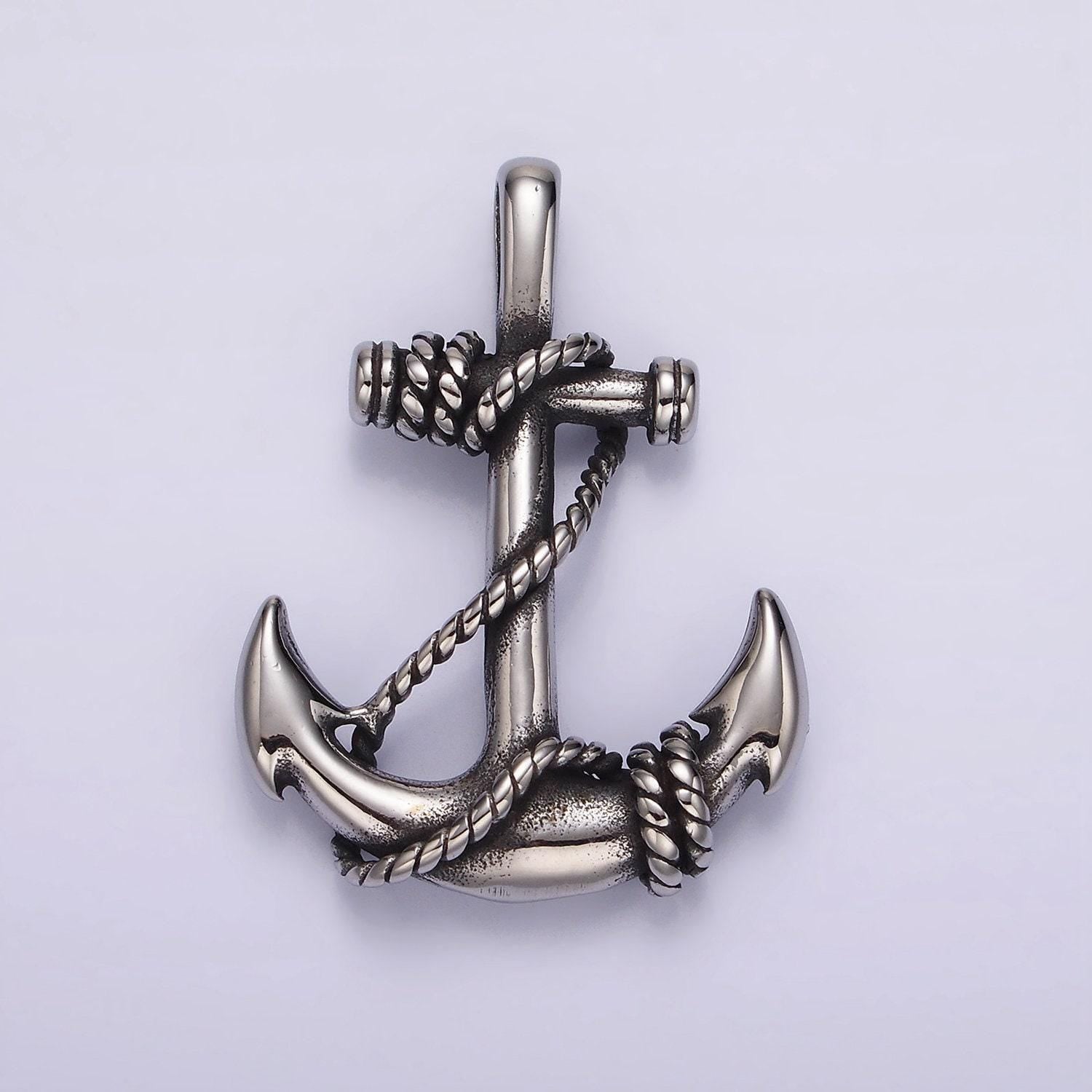 Stainless steel vintage anchor with rope pendant | p-1186