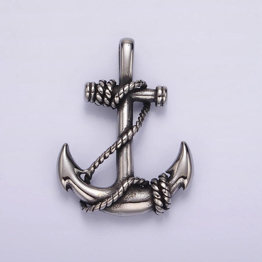 Stainless steel vintage anchor with rope pendant | p-1186