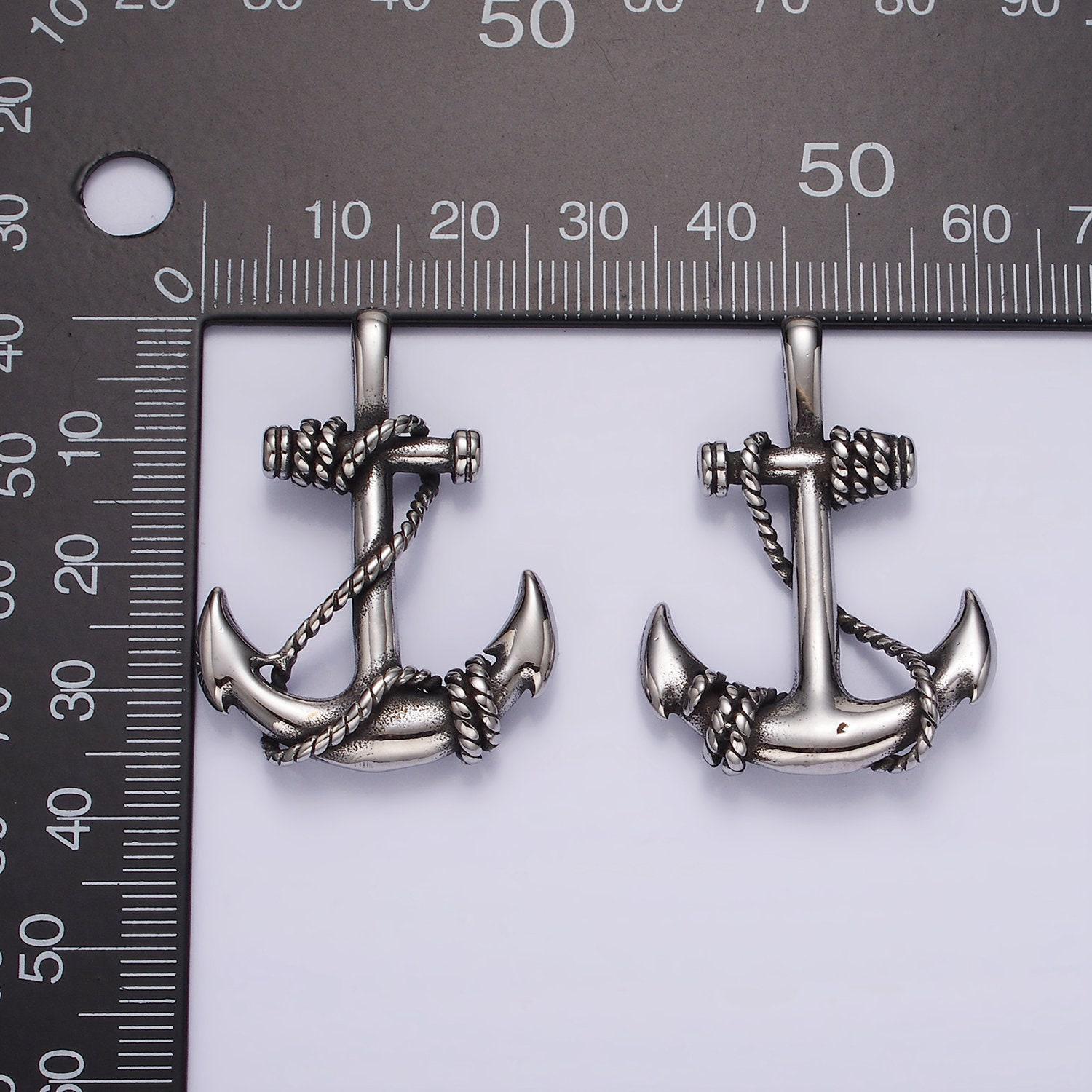Stainless steel vintage anchor with rope pendant | p-1186