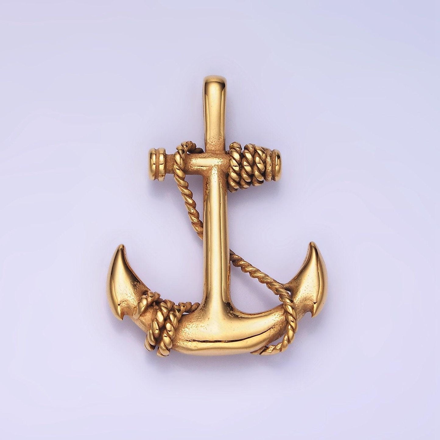 Stainless steel vintage anchor with rope pendant | p-1186