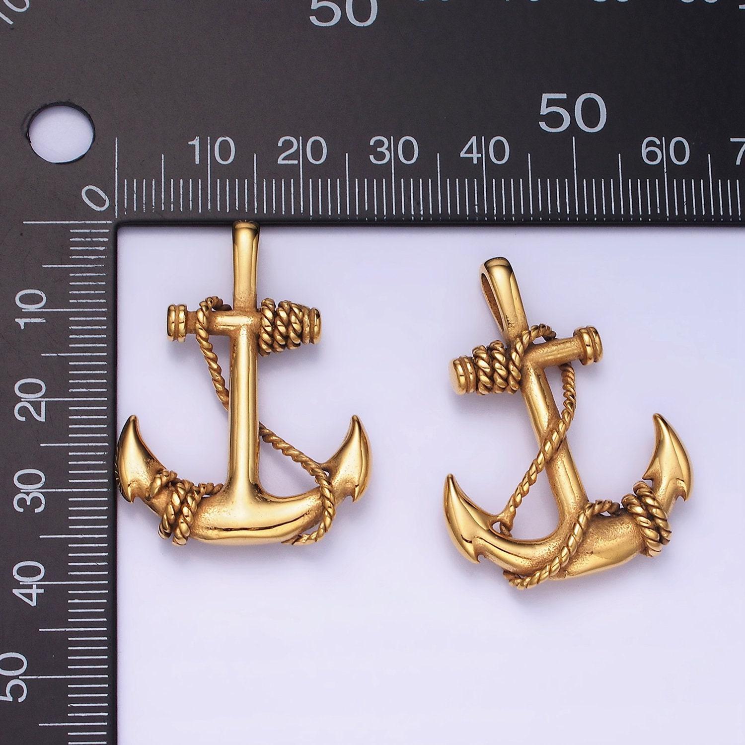 Stainless steel vintage anchor with rope pendant | p-1186