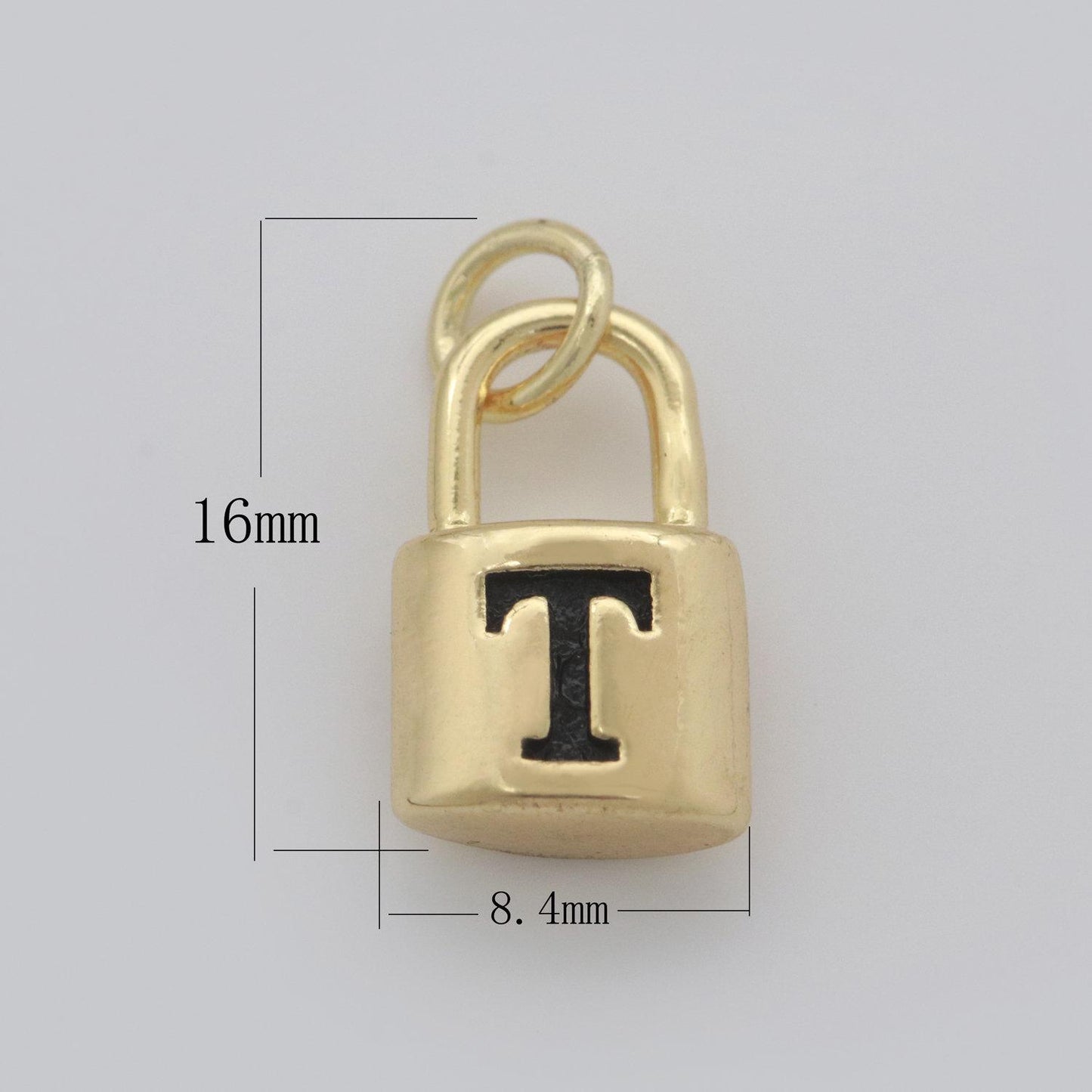 Dainty gold filled padlock letter charms letter initial lock pendant personalized charm for bracelet necklace earring supply, a-822-a