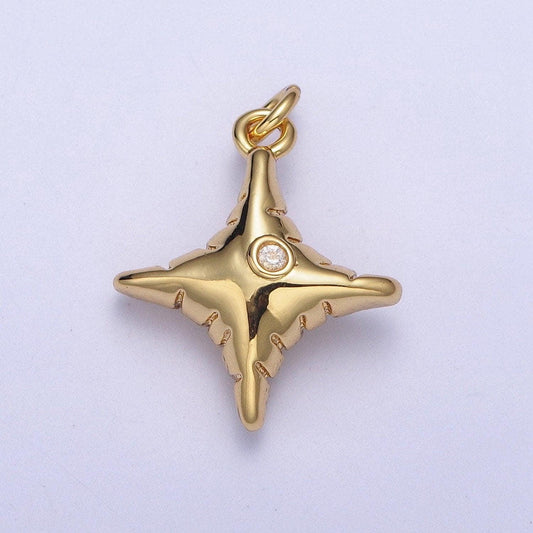 Dainty cz north star balloon pendant, 24k gold plated micro pave cz bright polaris balloon charm for bracelet necklace | ag109