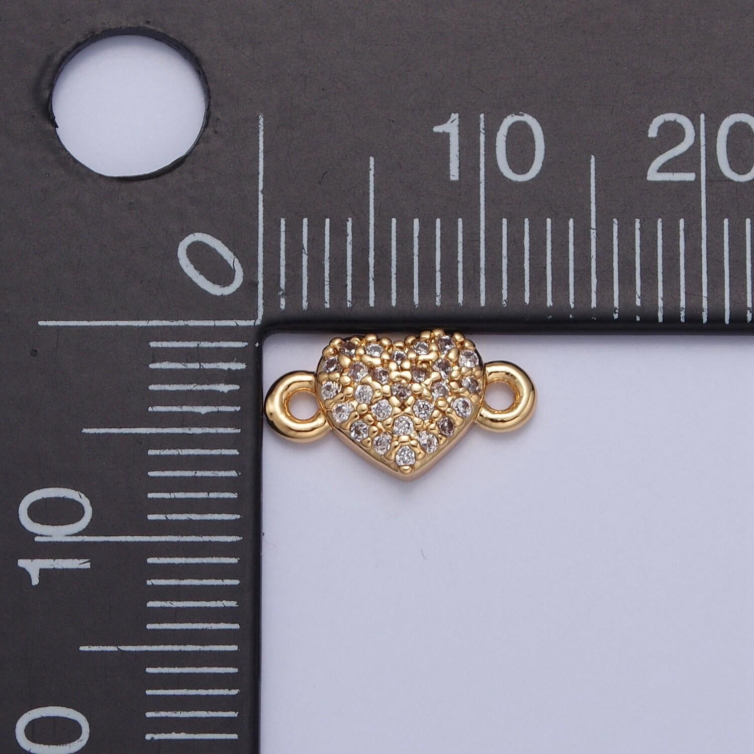 24k gold filled dainty love heart charm connector micro pave cubic zarconia cz stones for bracelet necklace jewelry finding | g-930