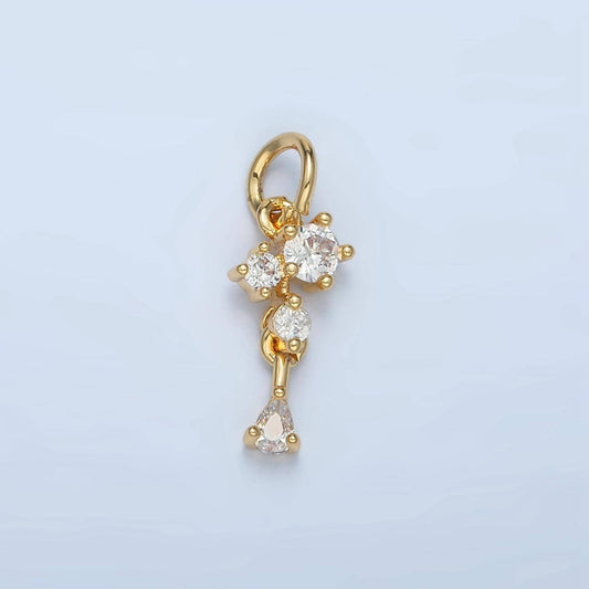 Mini clear cz teardrop 24k gold filled drop charm | w-027