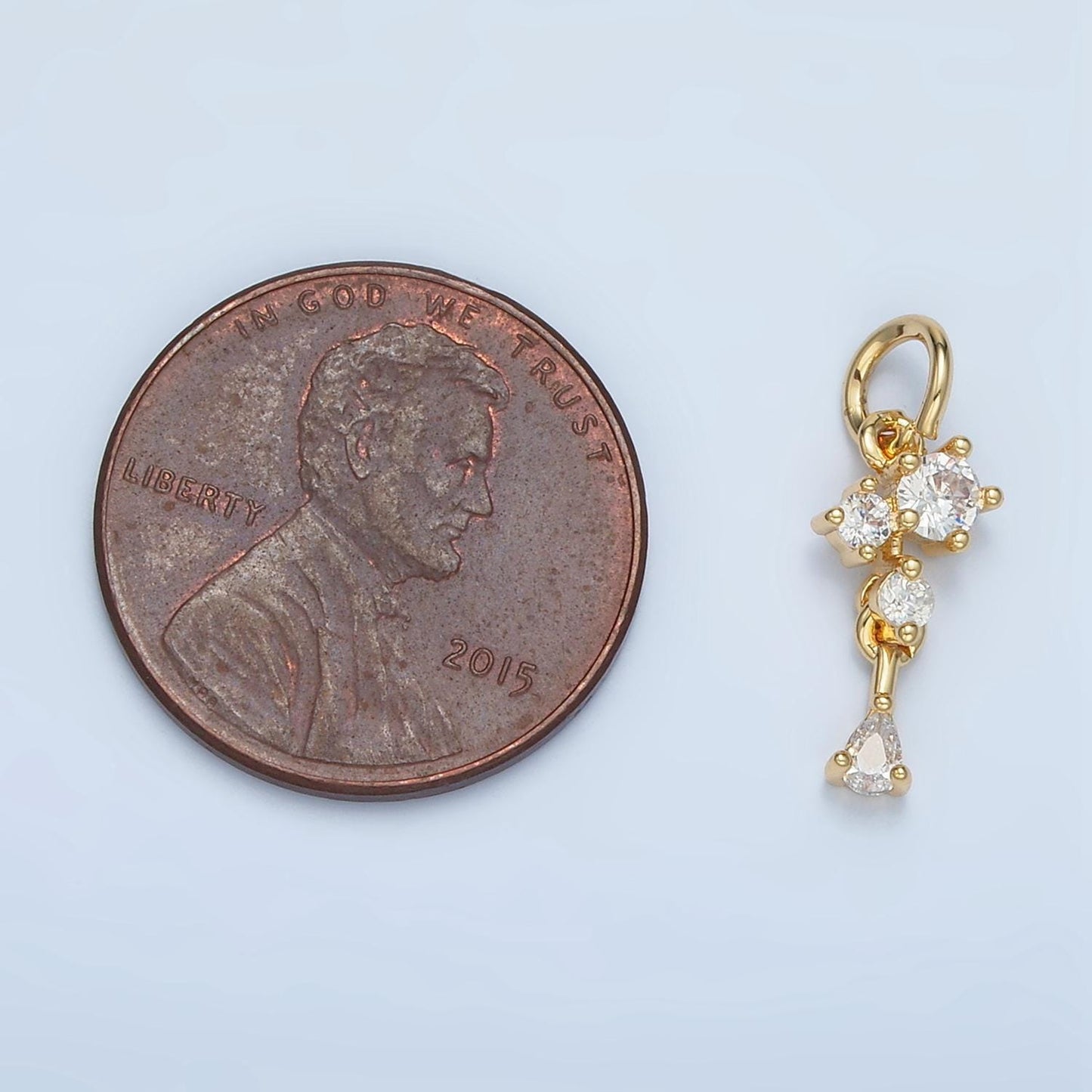 Mini clear cz teardrop 24k gold filled drop charm | w-027