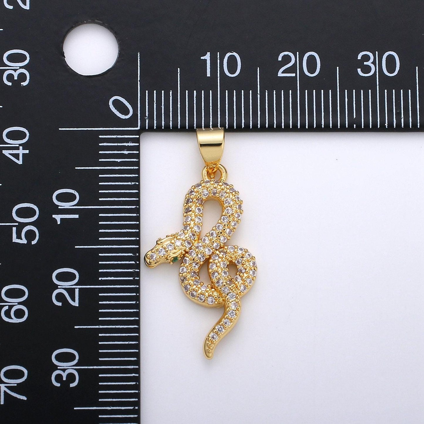 Cubic gold snake charm pendant, micro pave snake charms, dainty pendant jewelry in 14k gold filled i-662