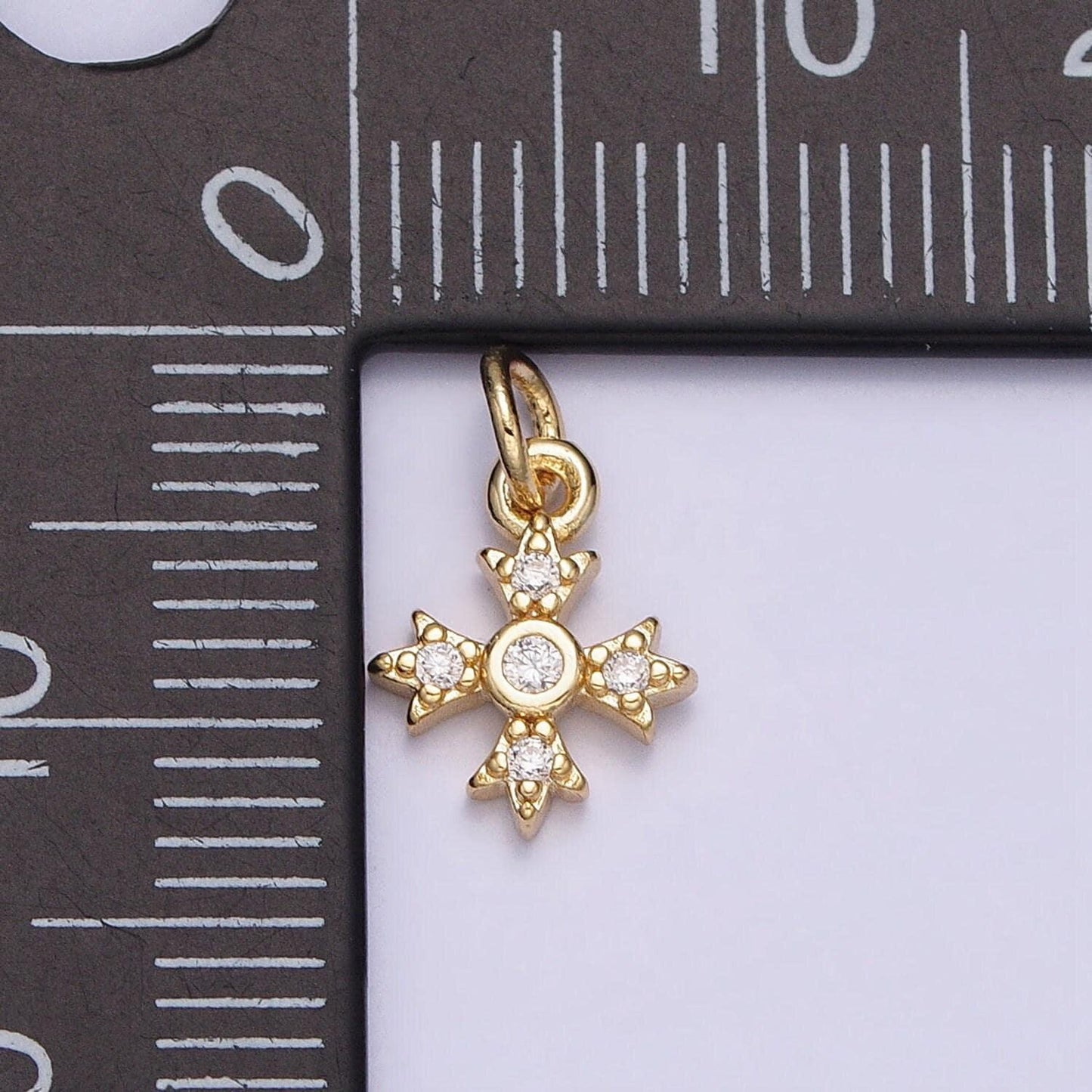 16k gold filled mini cross pendant clear cz add-on charm | ac1152