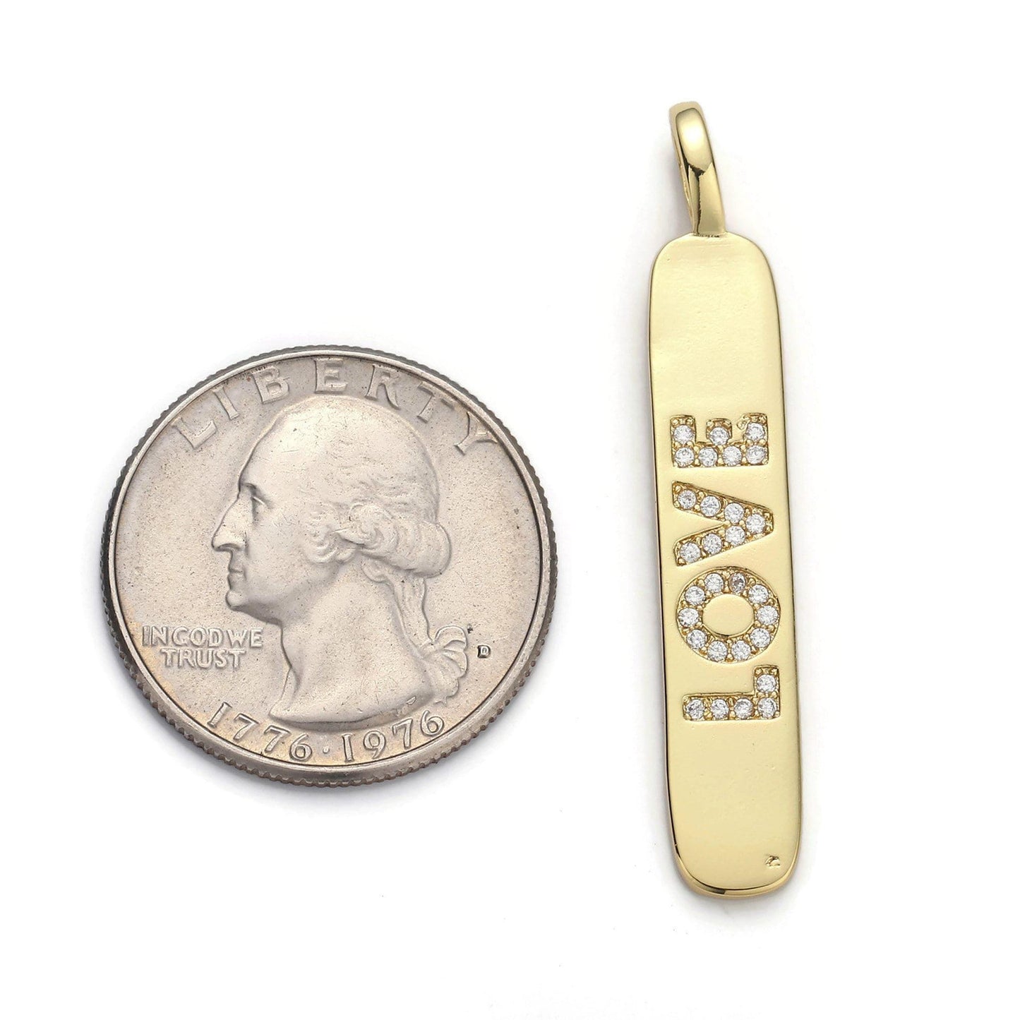 1pc 14k gold micro pave cubic zirconia bar pendant charm, love cz pendant charm, pendant, for diy jewelry pdgf-1556