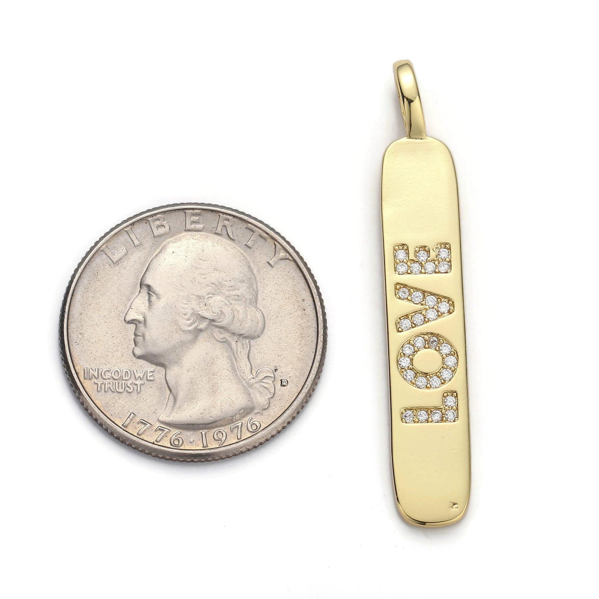 1pc 14k gold micro pave cubic zirconia bar pendant charm, love cz pendant charm, pendant, for diy jewelry pdgf-1556