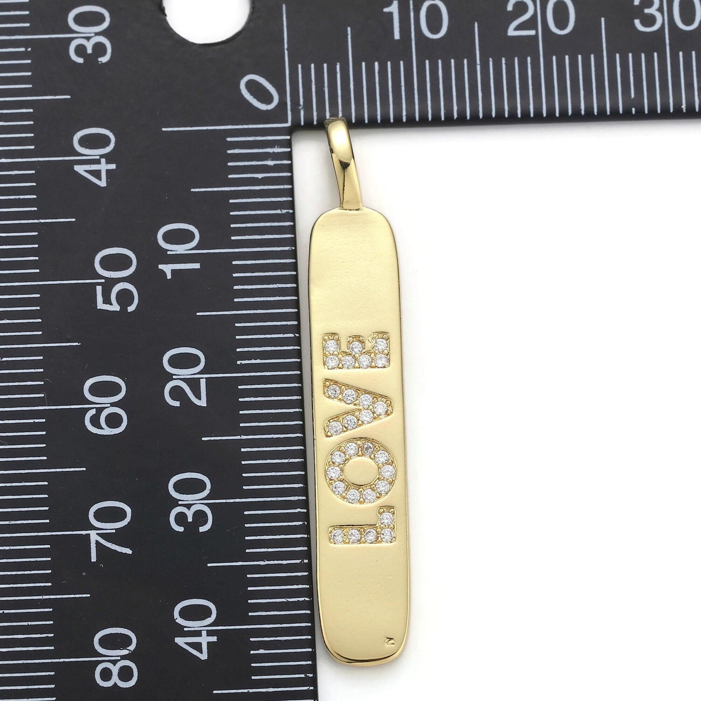 1pc 14k gold micro pave cubic zirconia bar pendant charm, love cz pendant charm, pendant, for diy jewelry pdgf-1556
