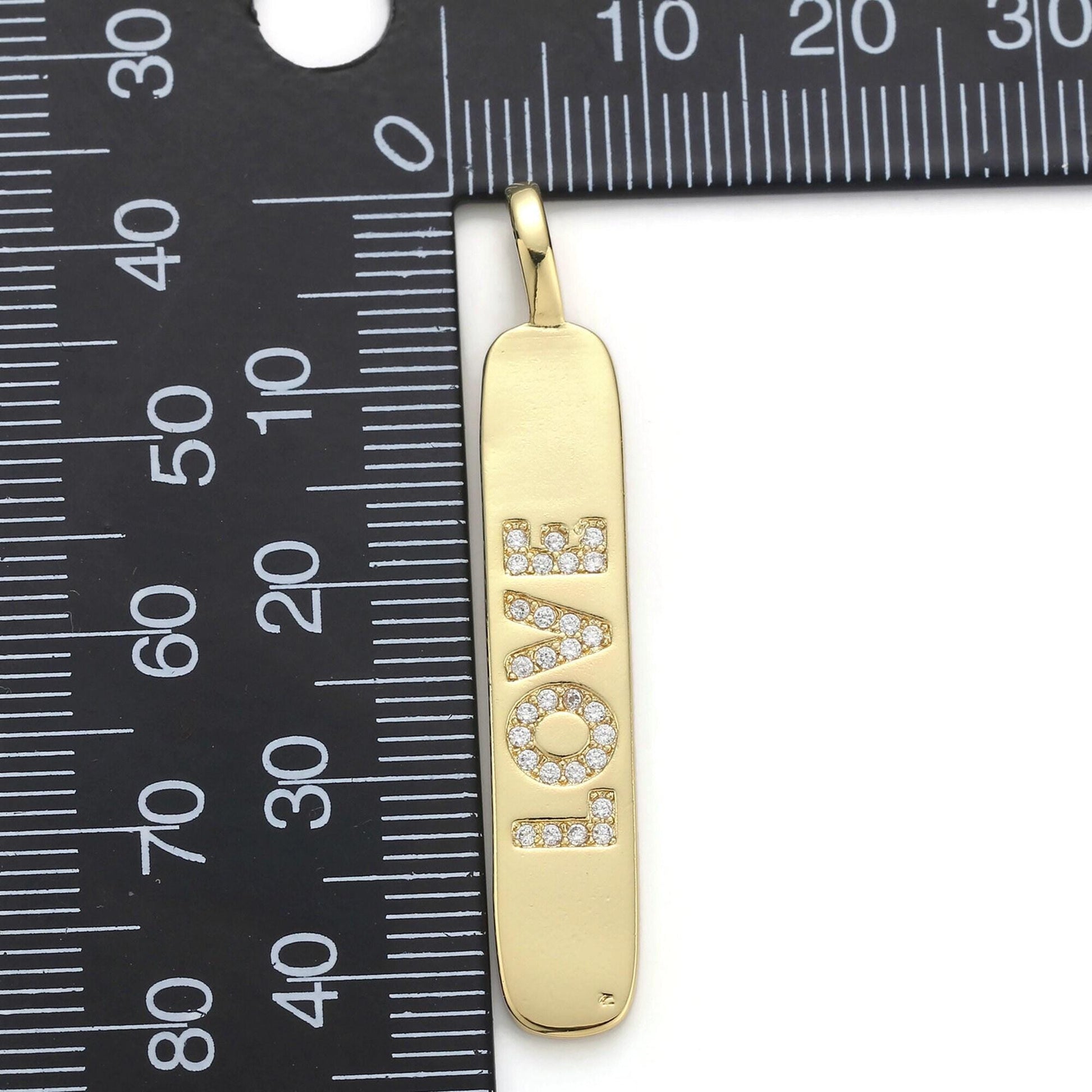 1pc 14k gold micro pave cubic zirconia bar pendant charm, love cz pendant charm, pendant, for diy jewelry pdgf-1556