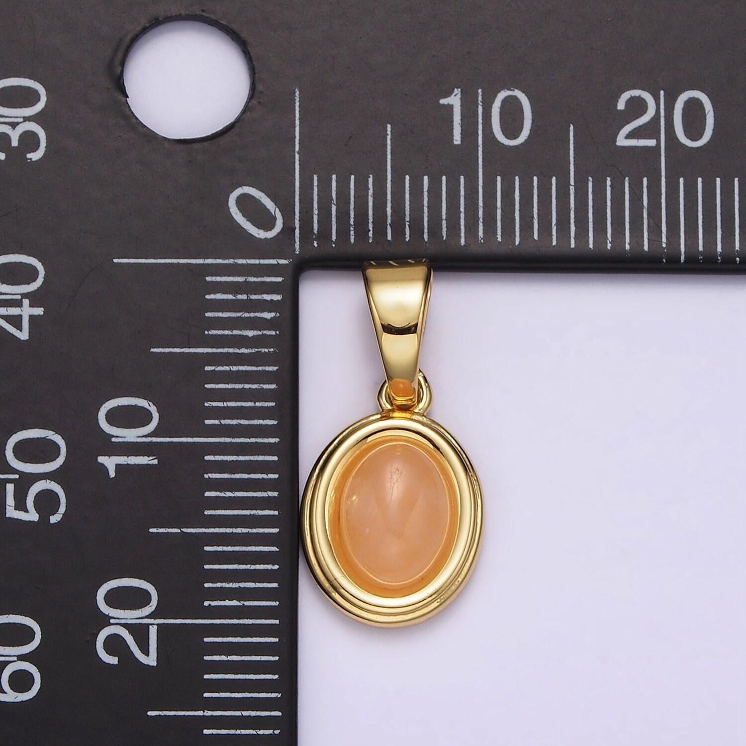 14k gold filled lapis lazuli, peridot, green kyanite, blue agate, sunstone, pink opal bezel oval charm pendant | n1847 - n1852