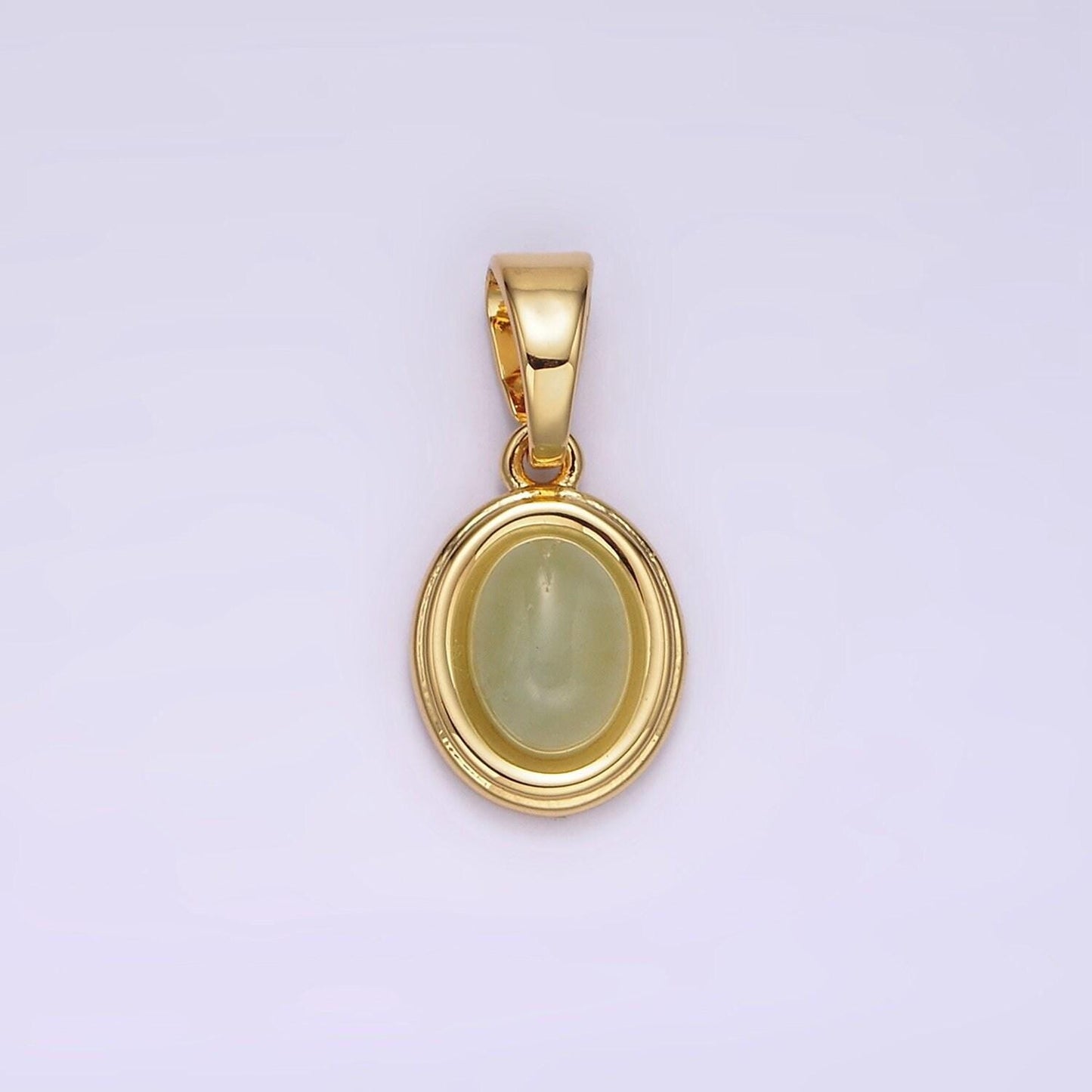 14k gold filled lapis lazuli, peridot, green kyanite, blue agate, sunstone, pink opal bezel oval charm pendant | n1847 - n1852