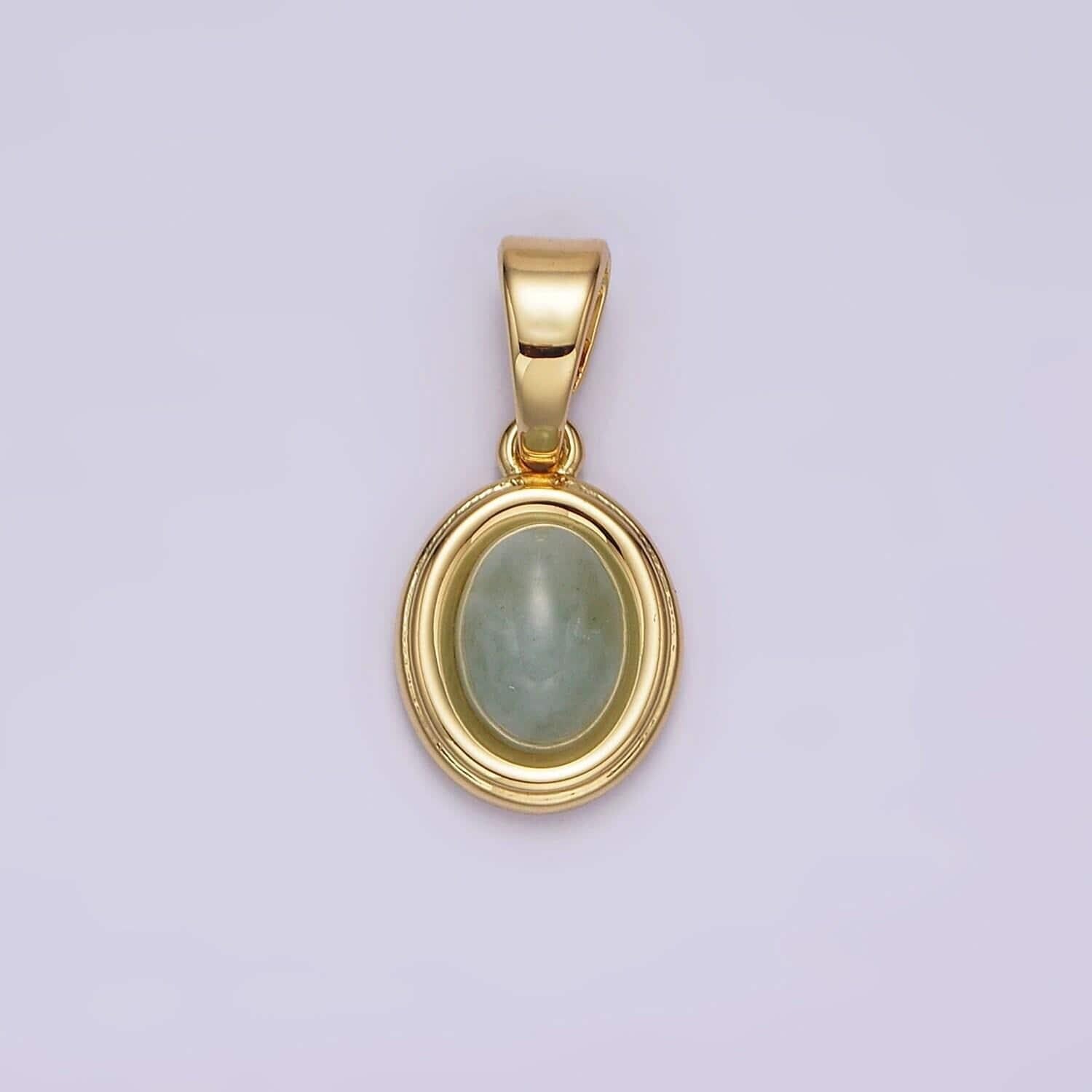 14k gold filled lapis lazuli, peridot, green kyanite, blue agate, sunstone, pink opal bezel oval charm pendant | n1847 - n1852