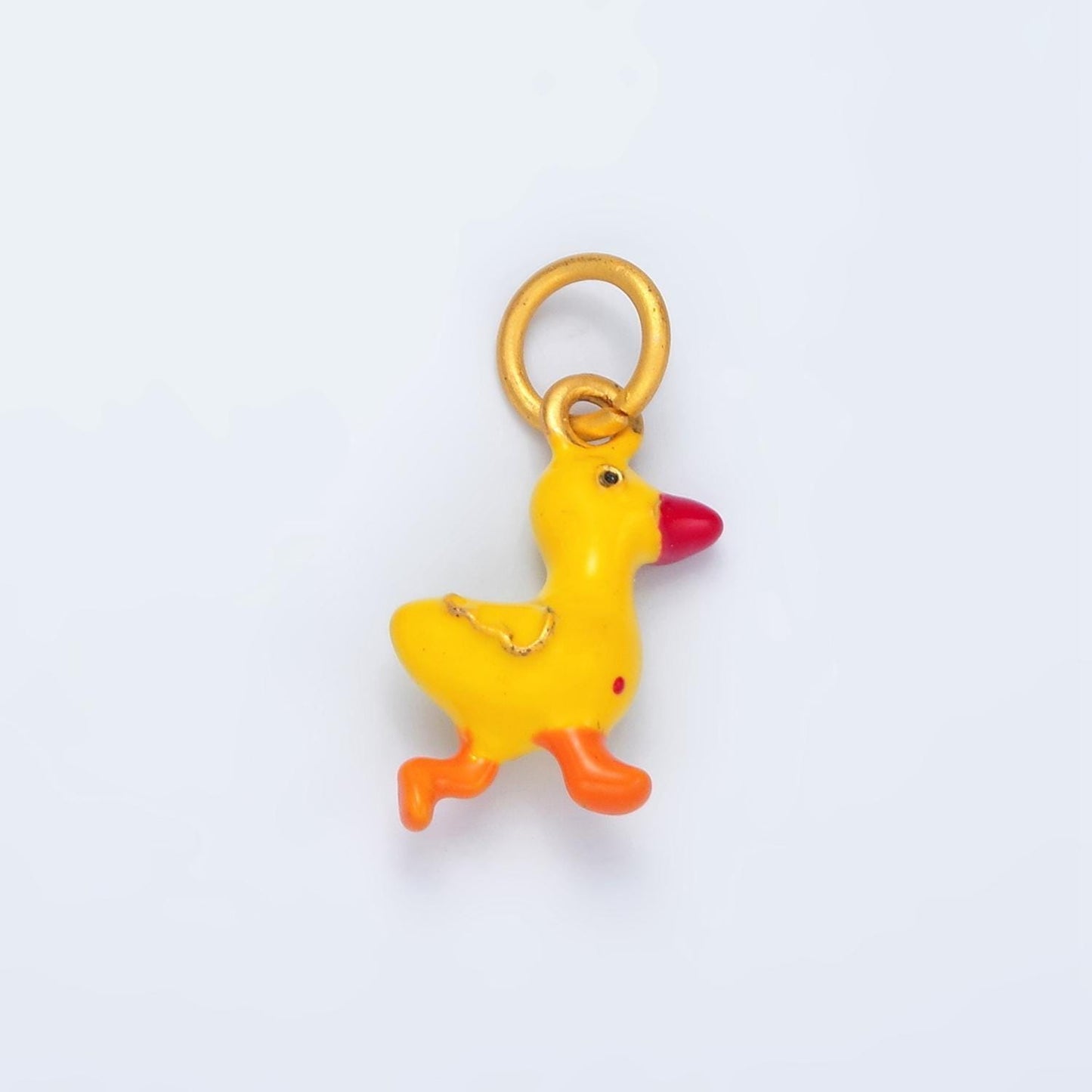 24k gold filled walking yellow duck enamel kids charm | m-145