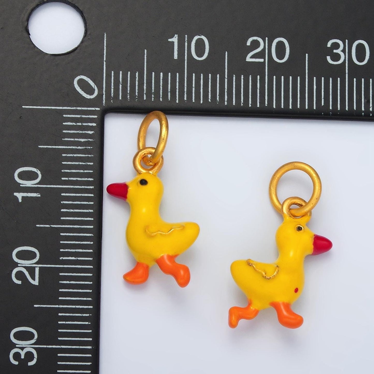 24k gold filled walking yellow duck enamel kids charm | m-145