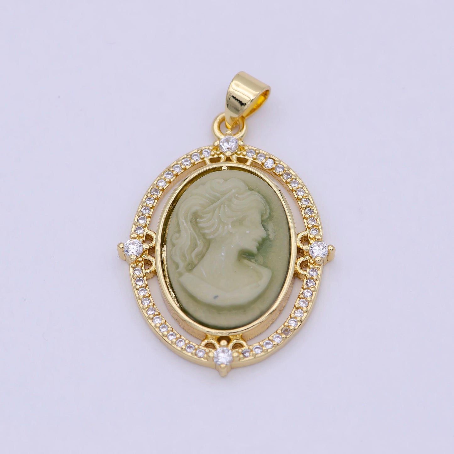 Dainty micro pave green pink blue agate cameo pendant woman italian cameo jewelry charm necklace n-616