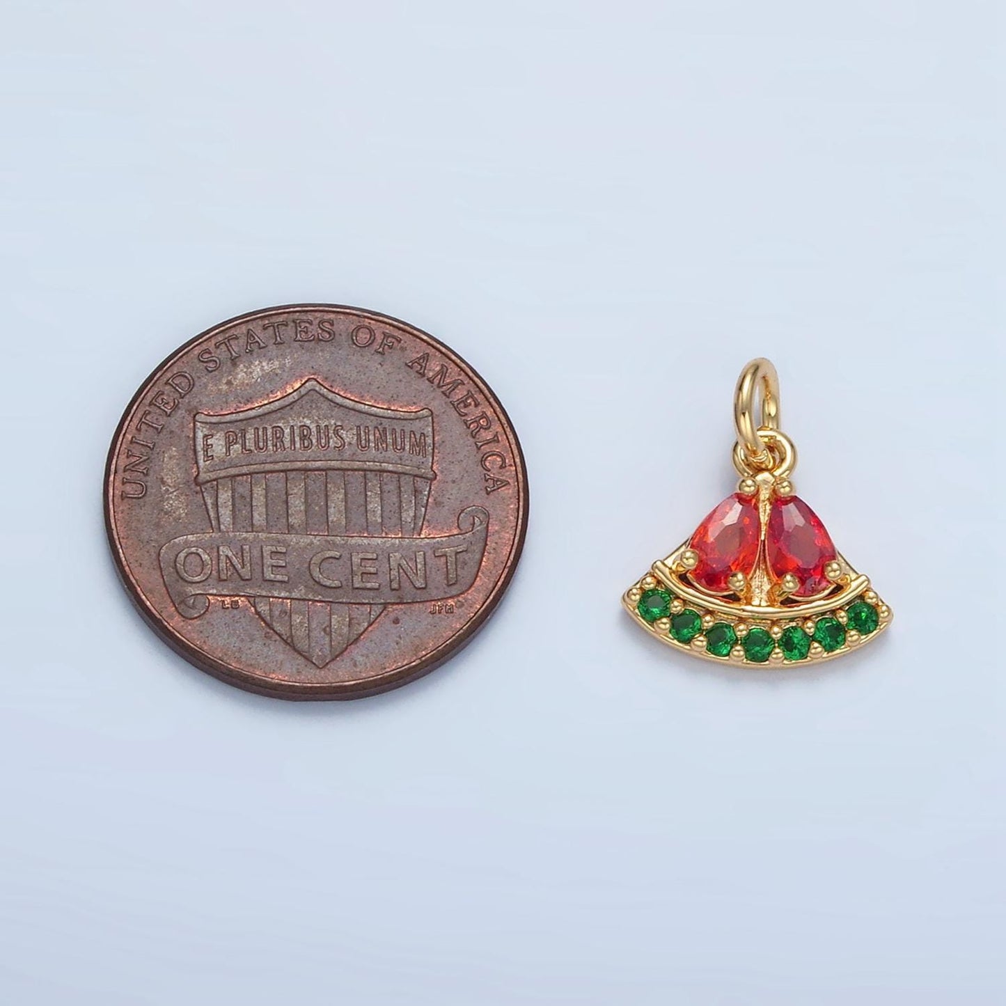 Mini micro paved cz watermelon fruit gold filled charm | m-879
