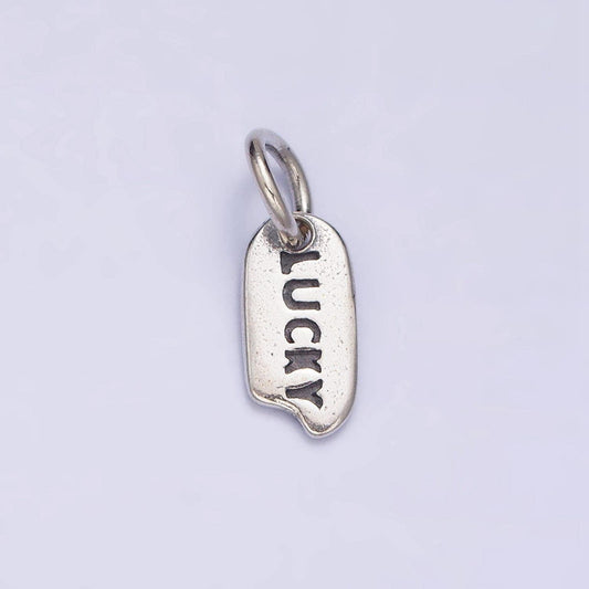 Sterling silver word necklace charm lucky charm mini tag charm for necklace bracelet personalized jewelry sl-277