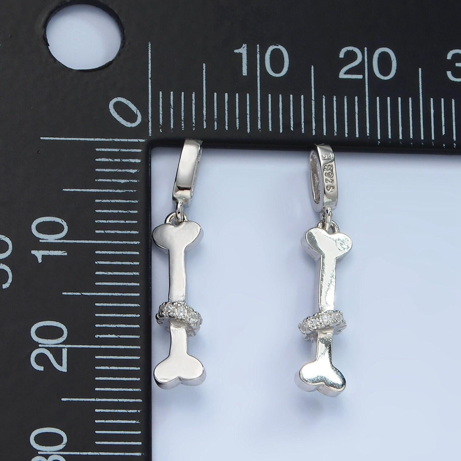 S925 sterling silver micro paved cz rhondelle pet dog bone pendant | sl-446