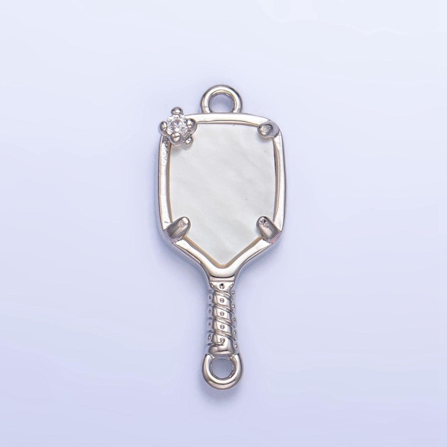 24k gold filled pickle ball charm connector pearl paddle link connector for bracelet necklace component | f730