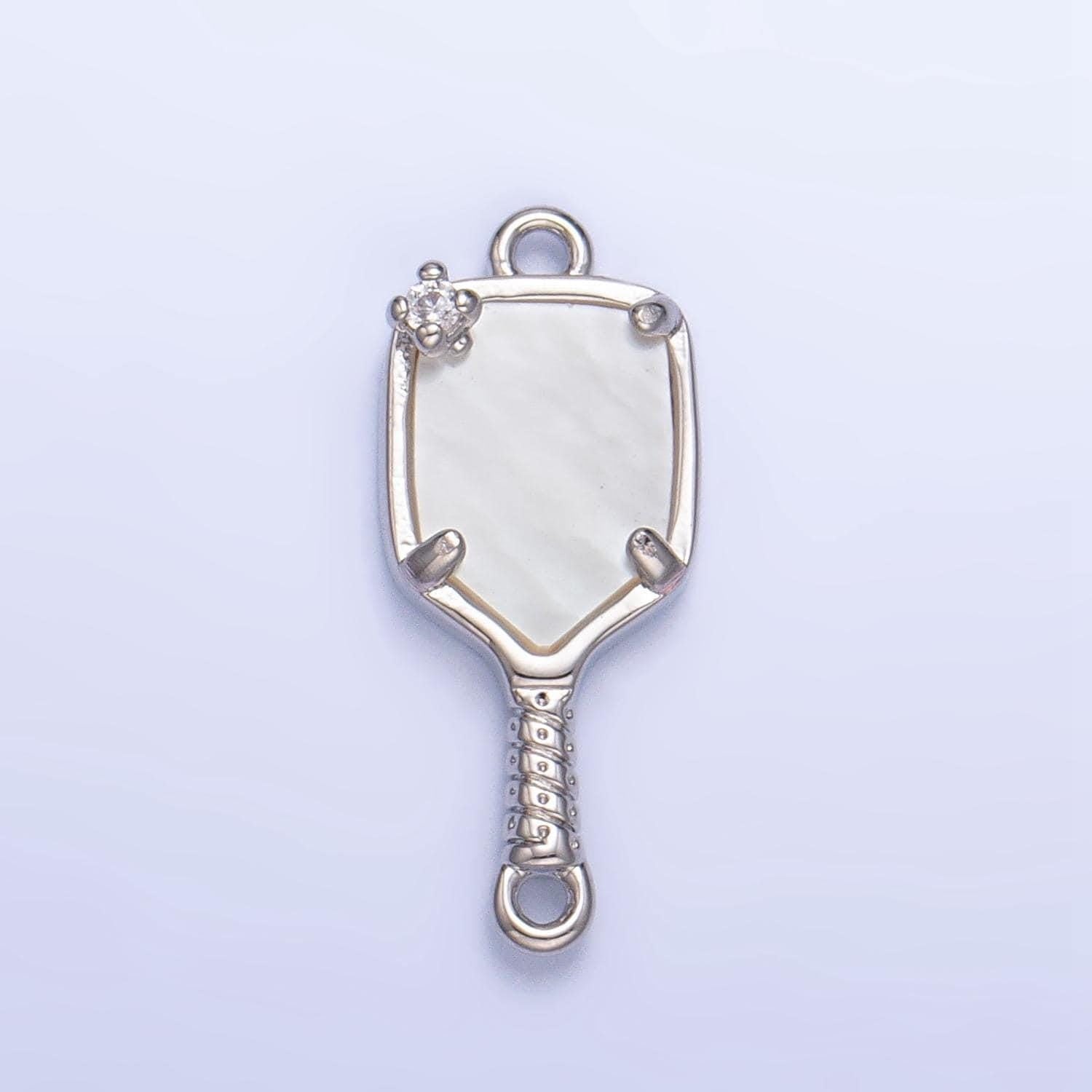 24k gold filled pickle ball charm connector pearl paddle link connector for bracelet necklace component | f730